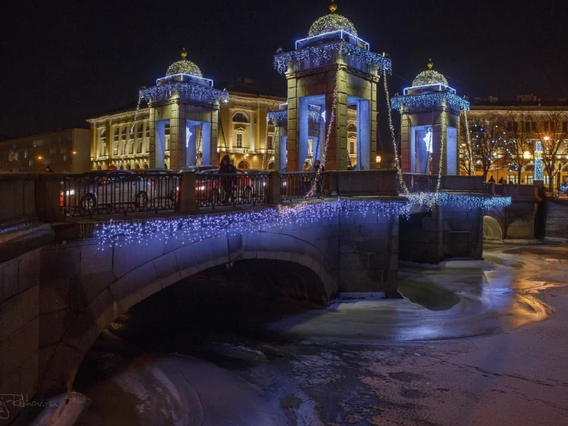 петербург, питер ночью, мост ломоносова