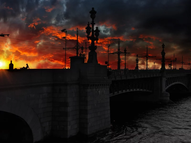 петербург, питер ночью, мост