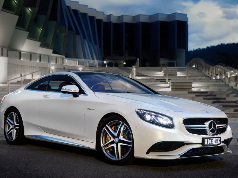 mercedes benz, s63, white, side