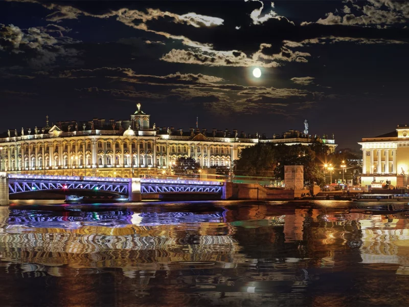 перербург, питер ночью, панорама, мост, нева, зимний, дворец