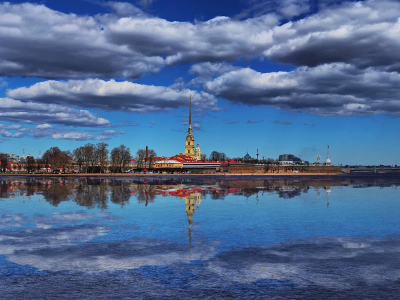 петербург, нева, петропавловская, крепость, облака