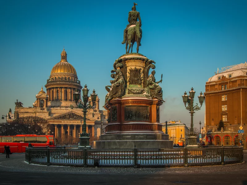 петербург, исаакиевская, площадь, памятник, зима