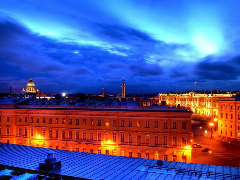 петербург, питер ночью, крыши, облака