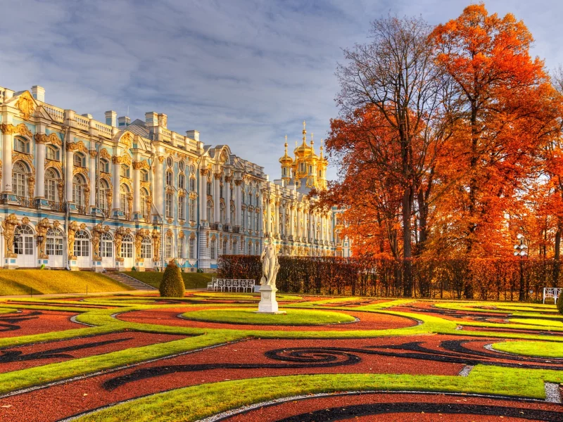 петербург, царское село, екатерининский, дворец, парк, осень