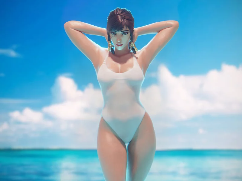 девушка, в белье, позирует, 3 d