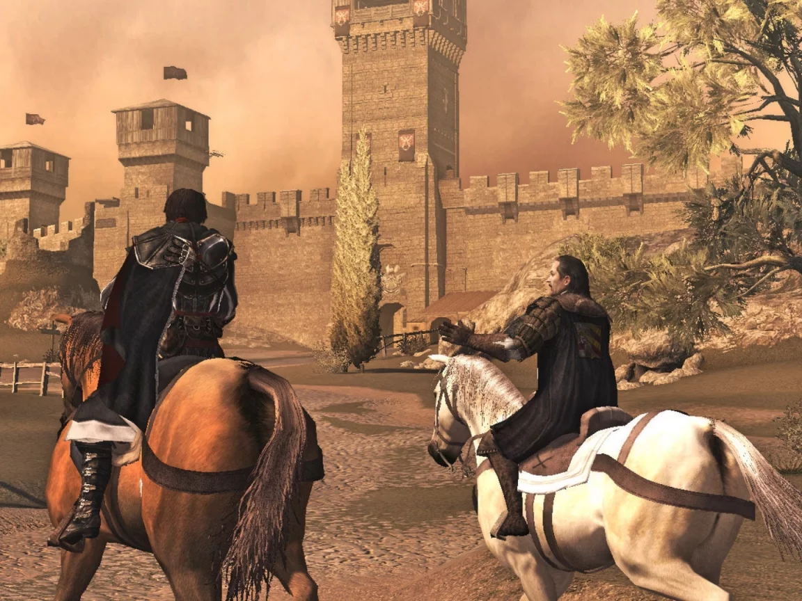 assasins creed iii, десмонд, лошадь, верхом, крепость