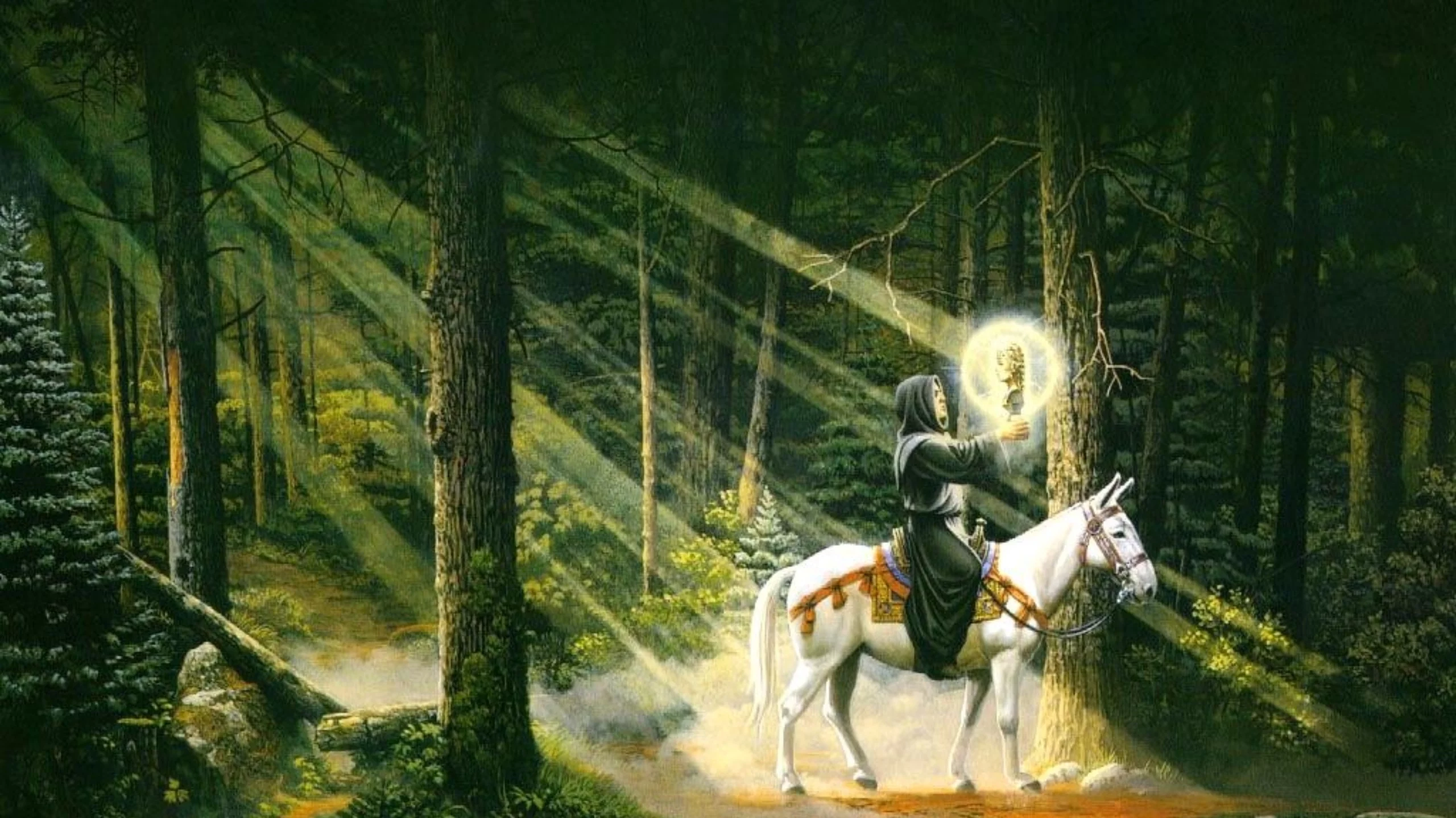 лес, всадник, лошадь