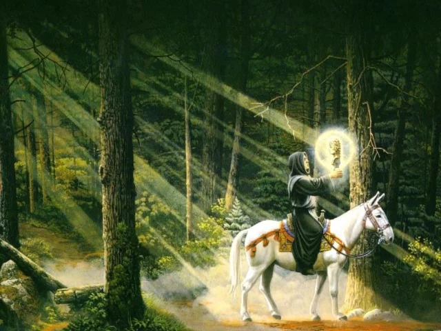 лес, всадник, лошадь