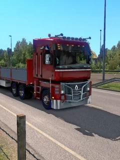 ets 2, фура, авто, рено, красный, прицеп, поворот