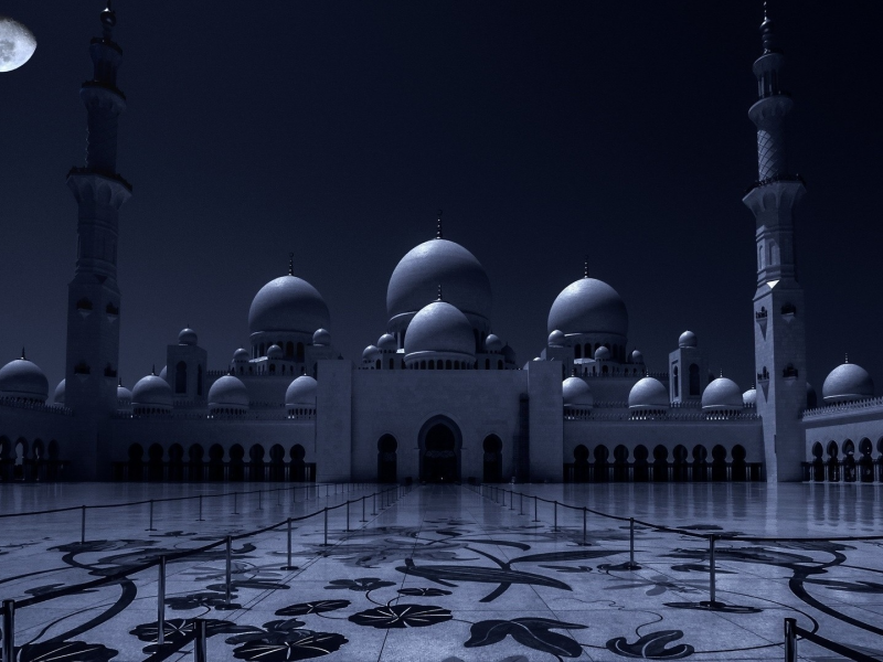 мечеть, ночь, луна