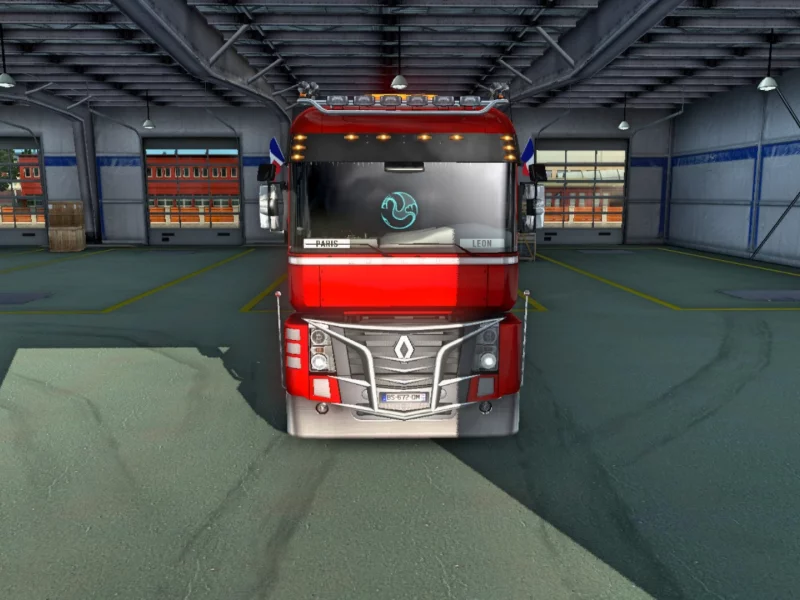 ets 2, авто, гараж, рено, красный