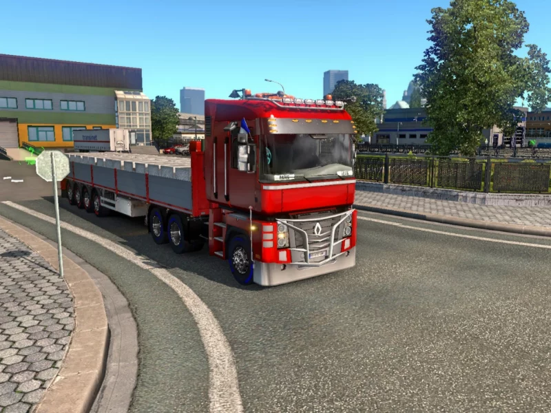 ets 2, рено, авто, прицеп, груз, поворот