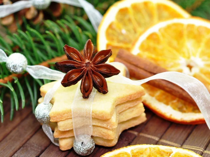 печенье, мандарины, дольки