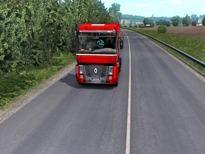euro truck simulator 2, автомобиль, рено, фура, дорога
