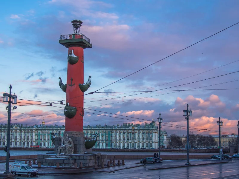 ростральная, колонна, эрмитаж, санкт петербург, ленинград, россия, город, улица