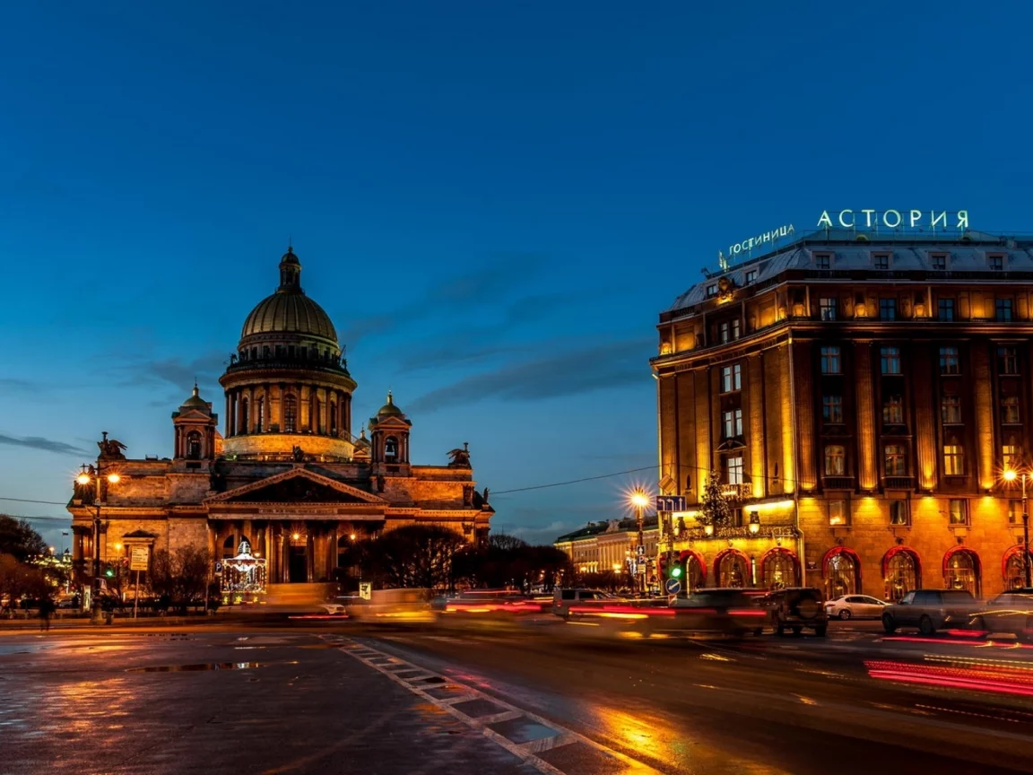 санкт, петербург, собор, вечер