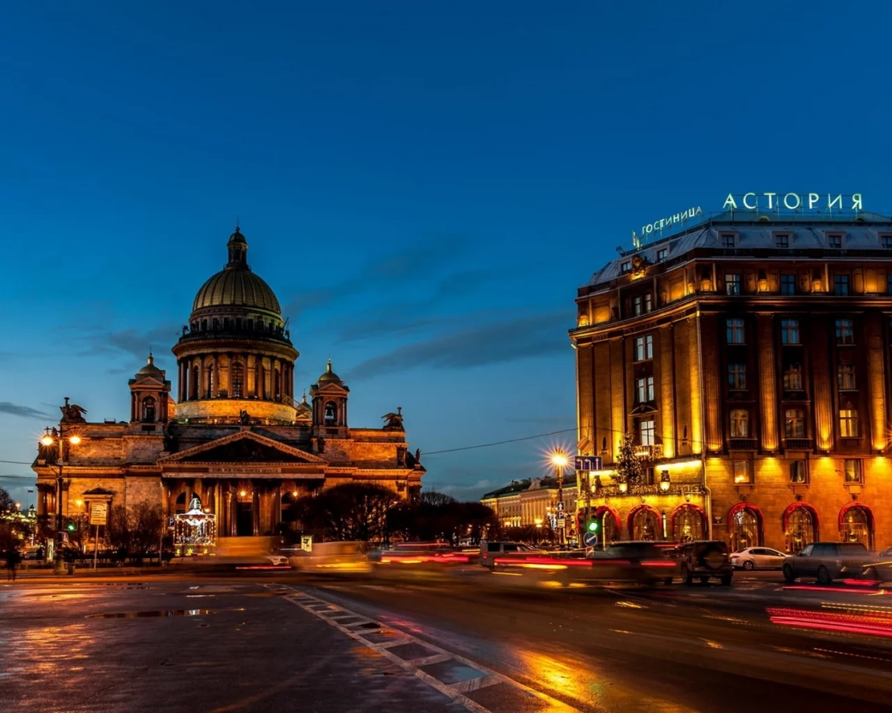 санкт, петербург, собор, вечер