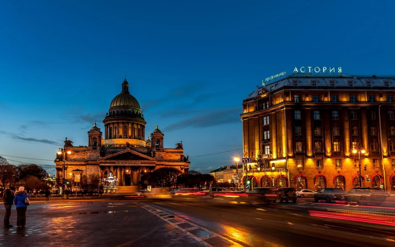 санкт, петербург, собор, вечер