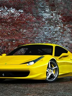 авто, спорткар, феррари, жёлтый