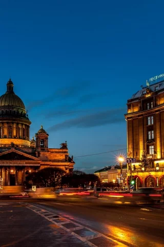 санкт, петербург, собор, вечер