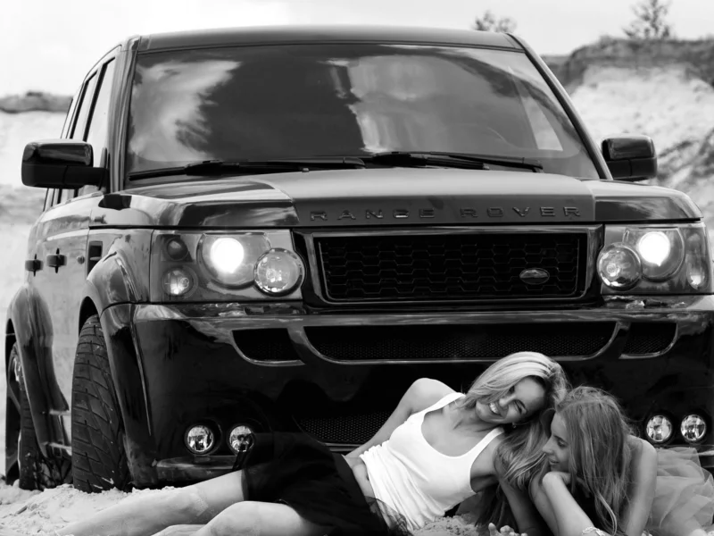 фотосессия, девушек, у автомобиля