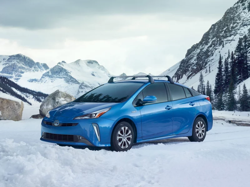 автомобиль, машина, тойота, приус, toyota, prius, синий, гибрид, hybrid, горы, снег