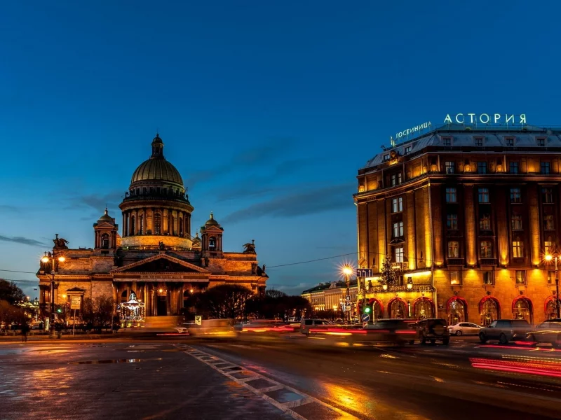 санкт, петербург, собор, вечер