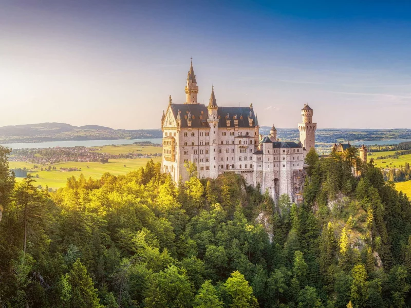 замок нойшванштайн, бавария, германия, schloss, neuschwanstein, лес, небо, пейзаж