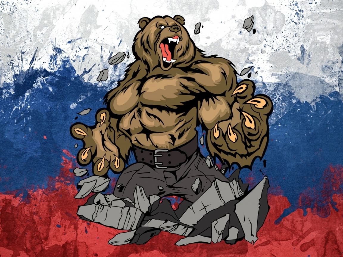 флаг, россия, медведь