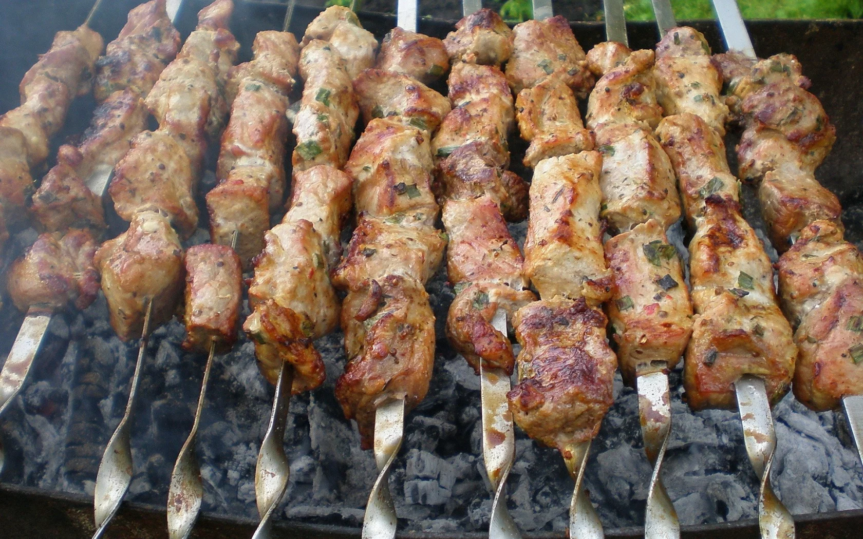 шашлык, мясо, шампура