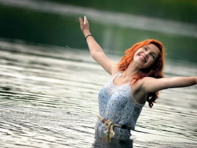 вода, девушка