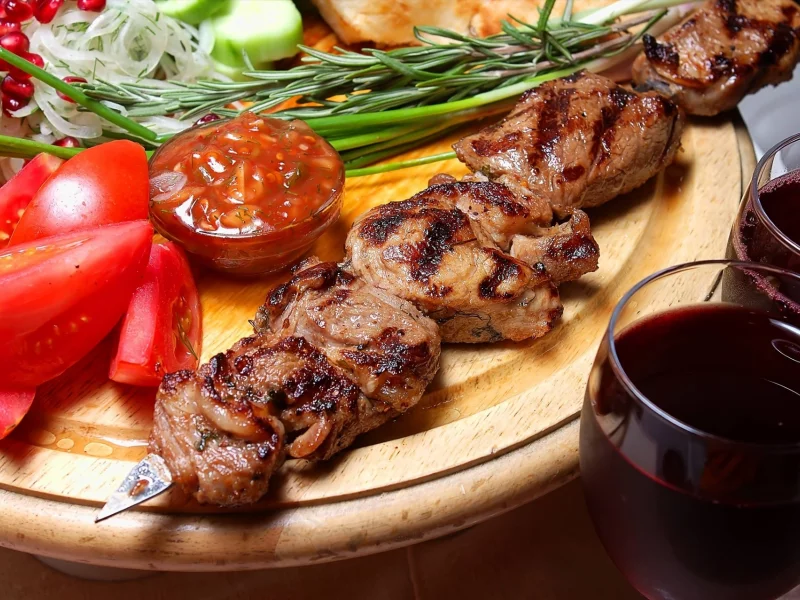 шашлык, мясо, шампура