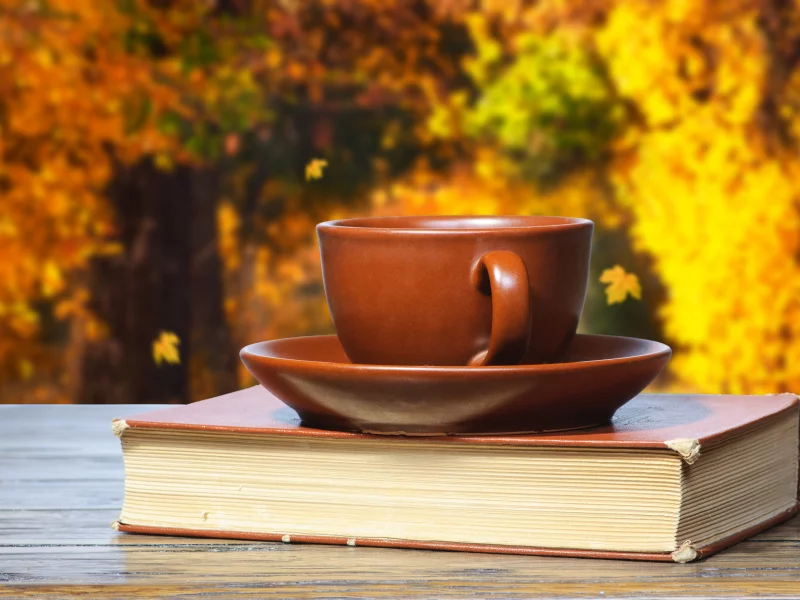 чашка, стол, книги