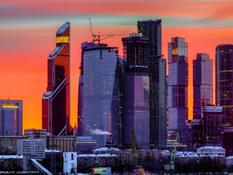 москва сити, закат