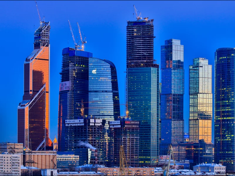 москва сити, ночь