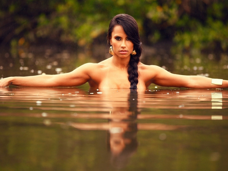 девушка, взгляд, красивая, фотосессия в воде