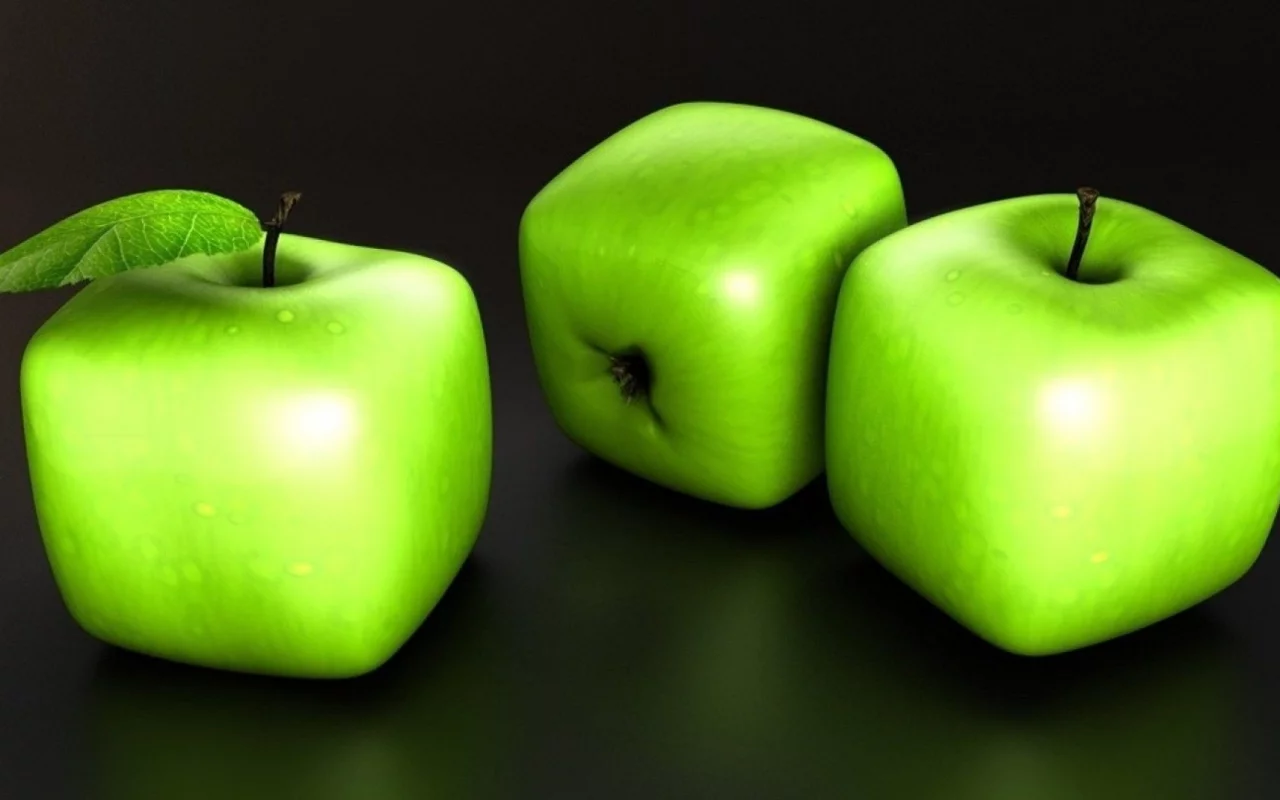 яблоки, 3d, кубики