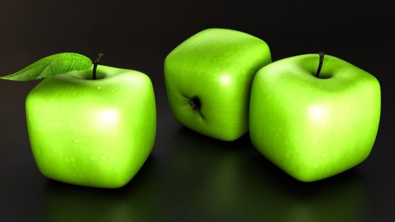 яблоки, 3d, кубики