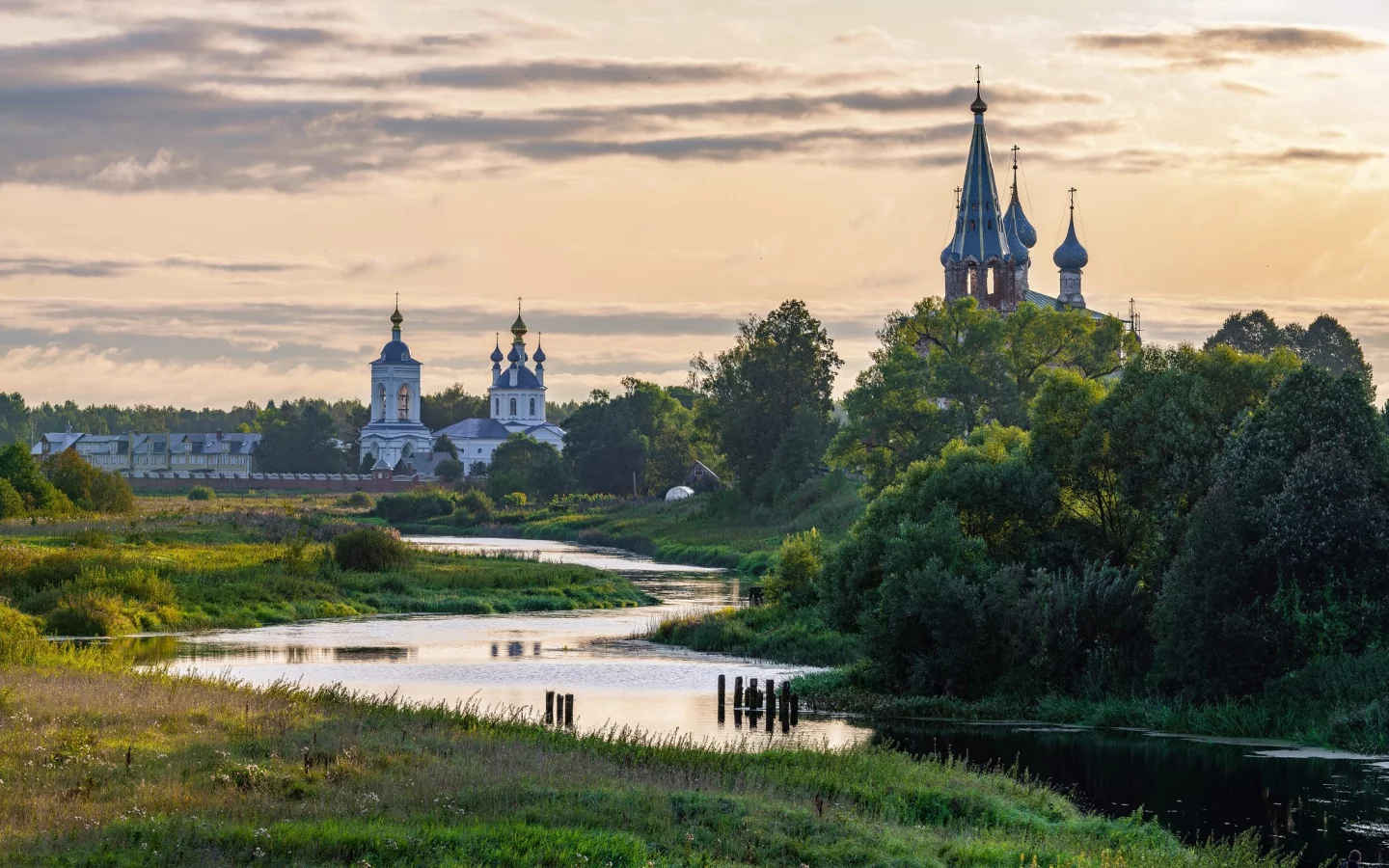река, лес
