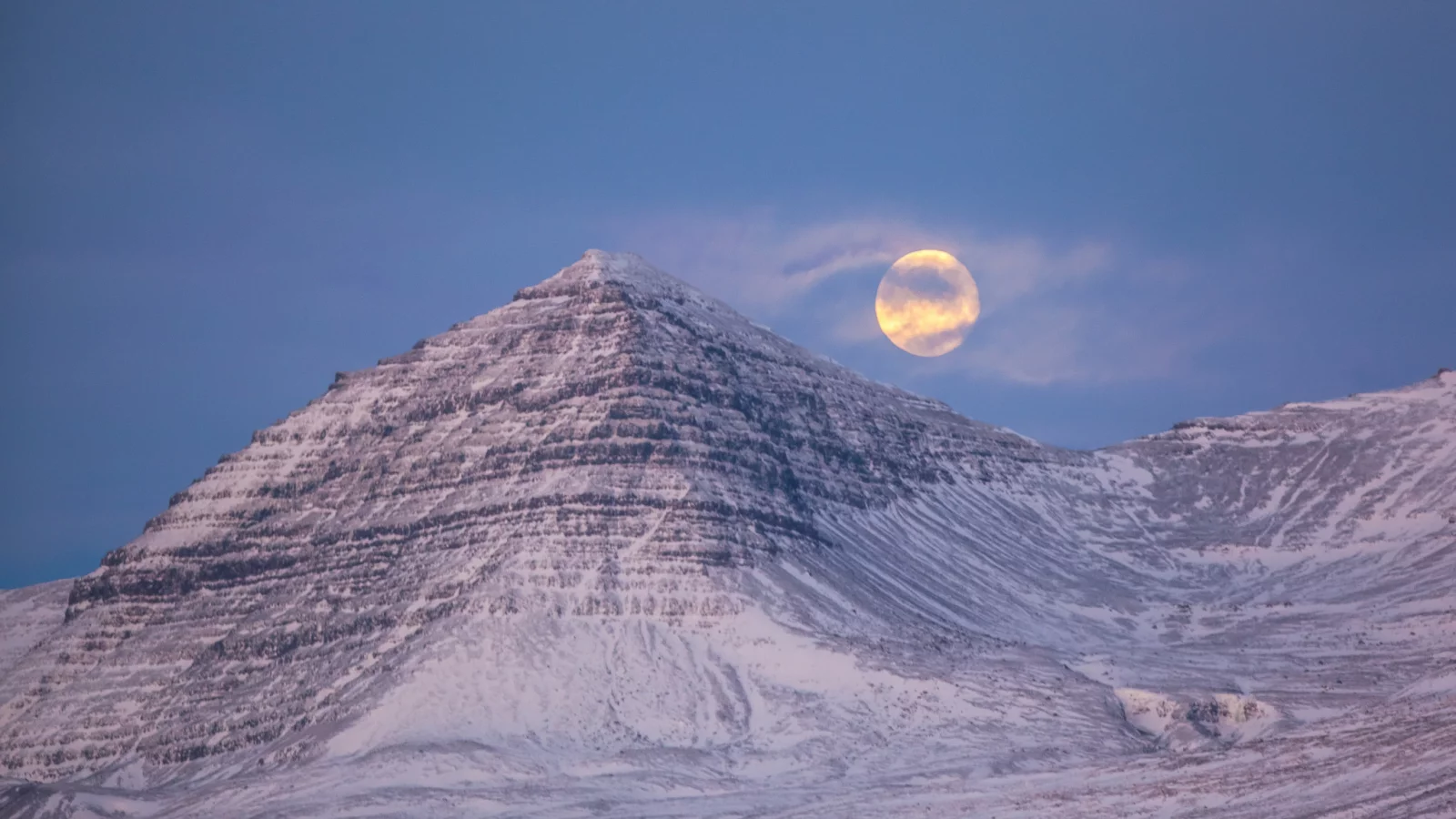 исландия, луна, снег, горы
