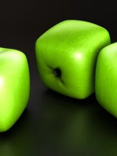 яблоки, 3d, кубики