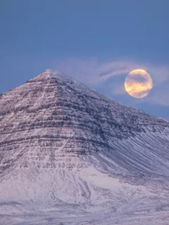 исландия, луна, снег, горы