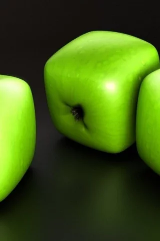 яблоки, 3d, кубики