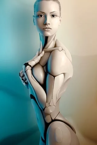 девушка, робот, взгляд