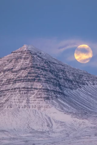 исландия, луна, снег, горы