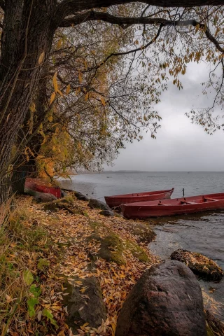 берег, лодки, вода