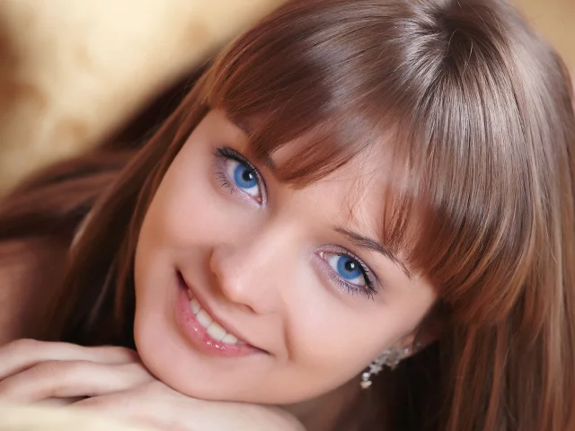 девушка, красивая, взгляд, голубоглазая