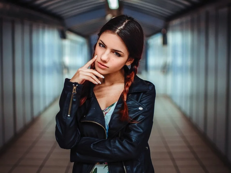 девушка, взгляд, косички, куртка, delaia gonzalez