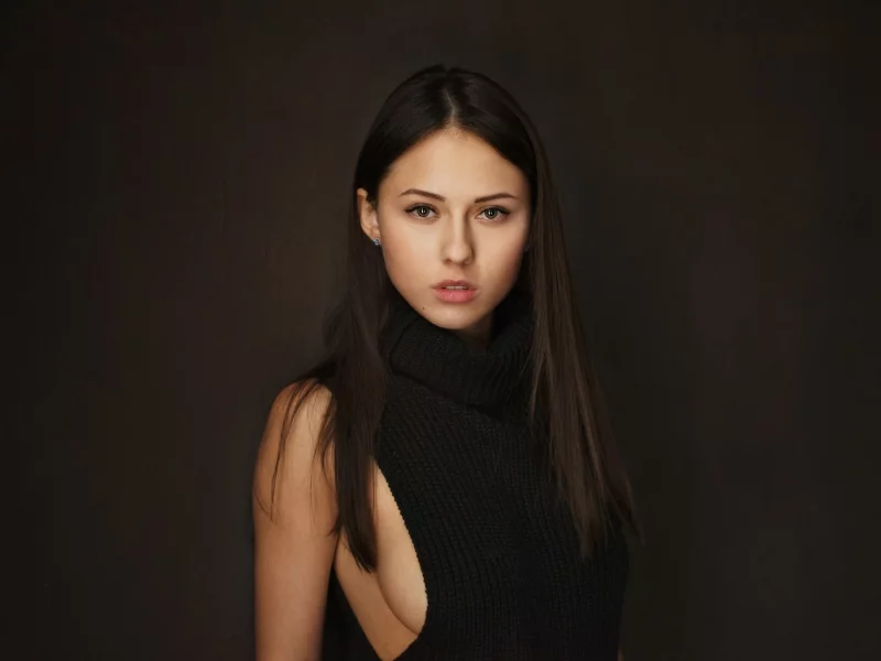 девушка, брюнетка, взгляд, длинные волосы, catherine timokhina