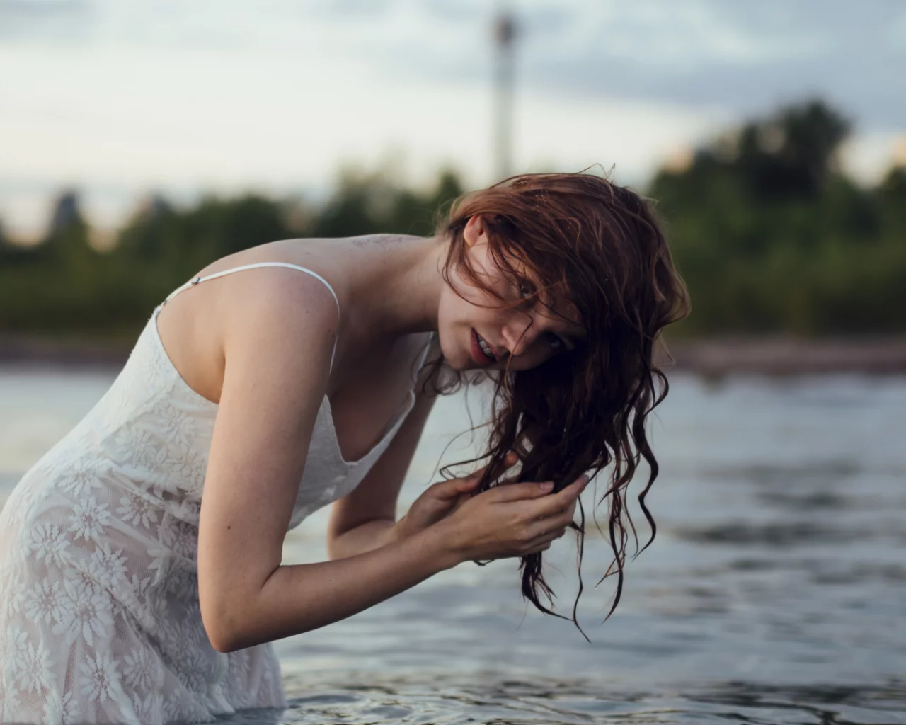 девушка, вода, красивая